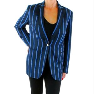 NWT Anne Klein Navy Blue and Cobalt Blue Striped Blazer size 6P